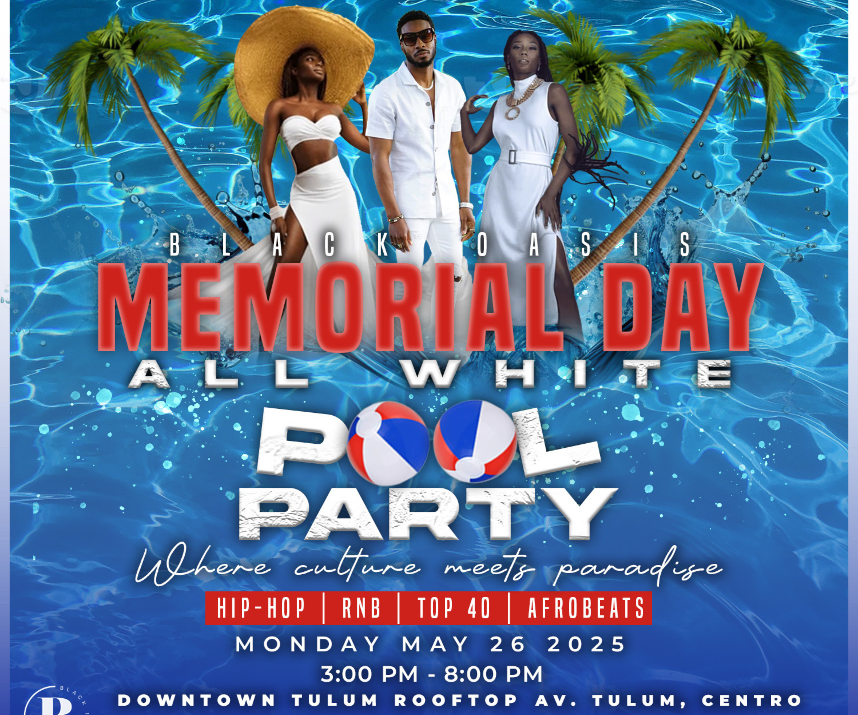 Black Oasis All White Pool Party